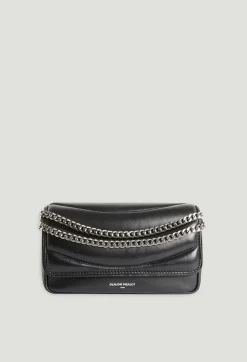 Claudie Pierlot Angelina Black Quilted Leather Bag*Women Crossbody Bags