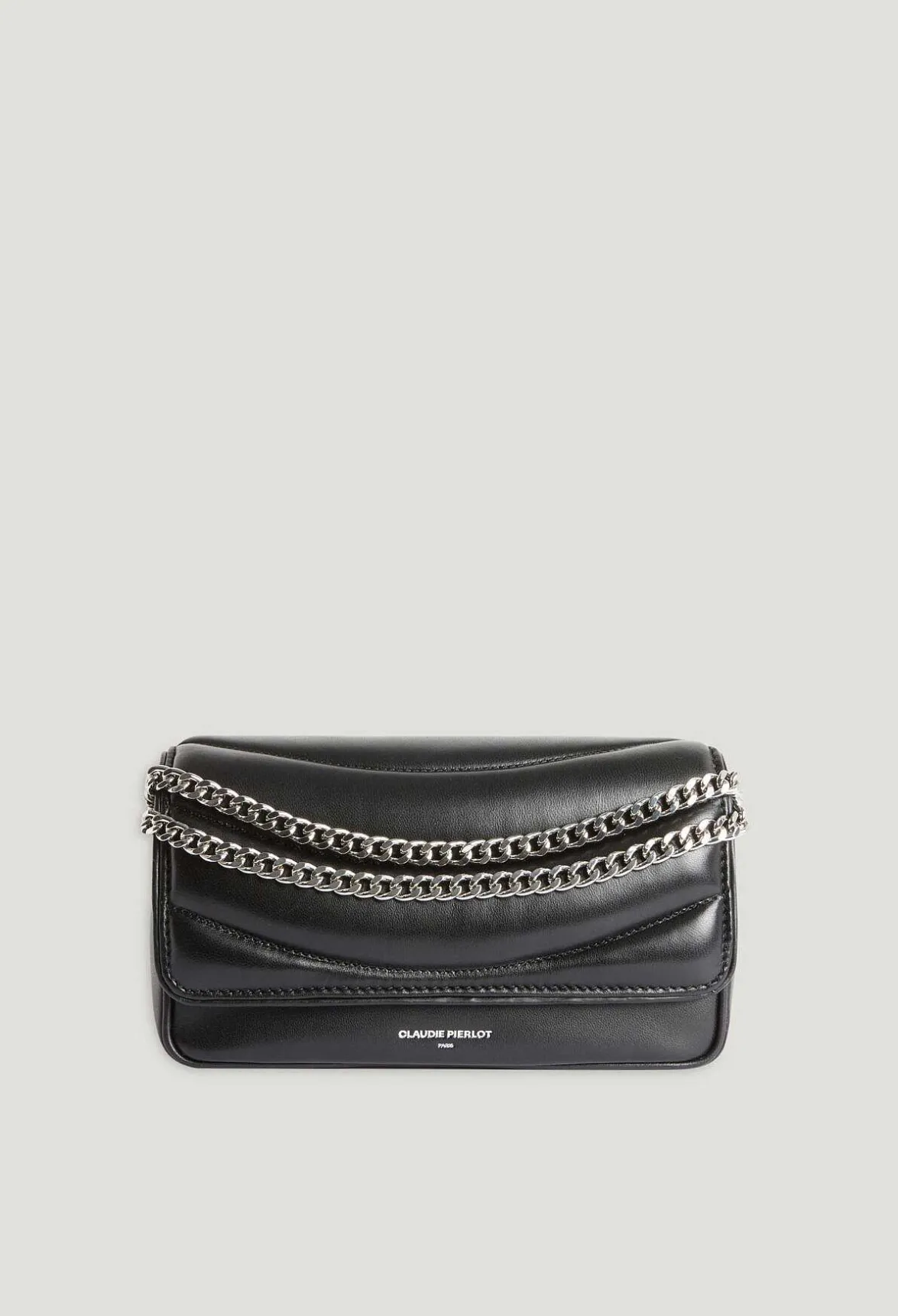 Claudie Pierlot Angelina Black Quilted Leather Bag*Women Crossbody Bags