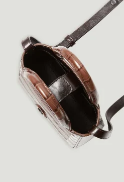 Claudie Pierlot Anoucko Nano Brown Embossed Leather Bag*Women Crossbody Bags