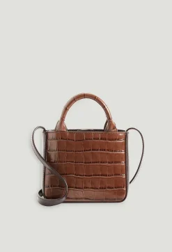 Claudie Pierlot Anoucko Nano Brown Embossed Leather Bag*Women Crossbody Bags