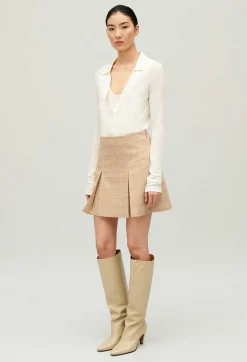 Claudie Pierlot Beige Checked A-Line Skirt*Women Skirts And Shorts