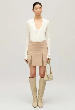 Claudie Pierlot Beige Checked A-Line Skirt*Women Skirts And Shorts