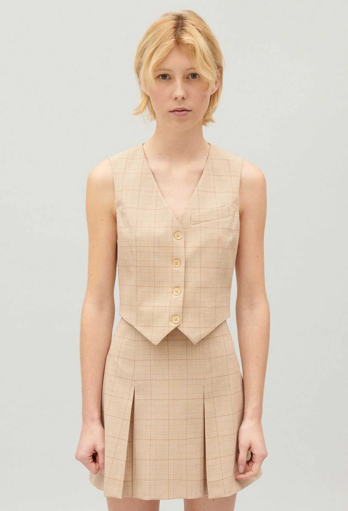 Claudie Pierlot Beige Checked Suit Waistcoat*Women Blazers