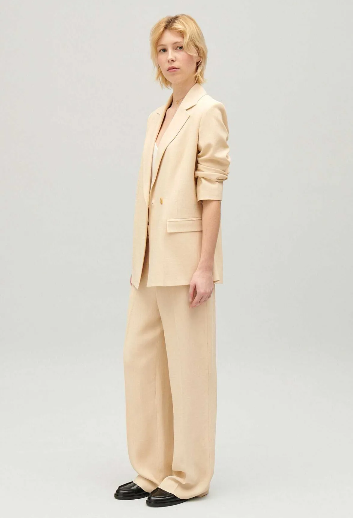 Claudie Pierlot Beige Textured Suit Jacket*Women Blazers