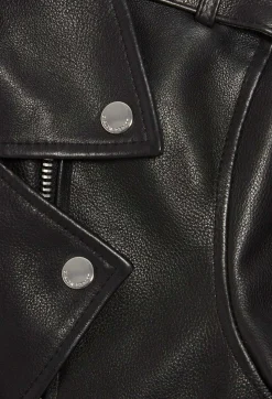 Claudie Pierlot Black Grained Leather Jacket*Women Jackets And Coats