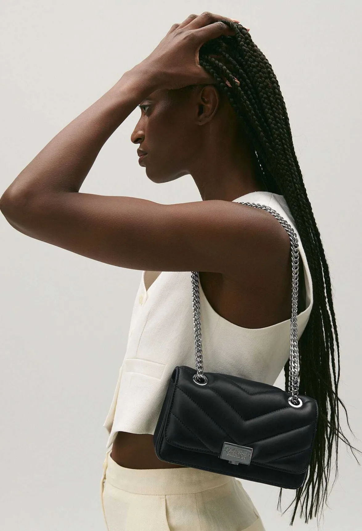 Claudie Pierlot Black Leather Angelina Bag*Women Crossbody Bags