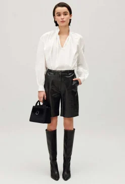 Claudie Pierlot Black Leather Bermuda Shorts*Women Skirts And Shorts