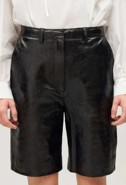 Claudie Pierlot Black Leather Bermuda Shorts*Women Skirts And Shorts