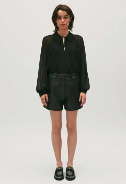 Claudie Pierlot Black Leather Shorts*Women Skirts And Shorts