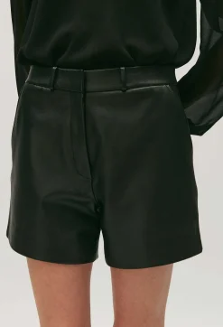 Claudie Pierlot Black Leather Shorts*Women Skirts And Shorts