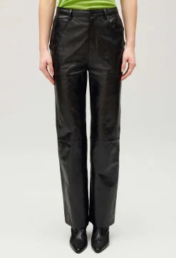 Claudie Pierlot Black Leather Trousers*Women Jeans And Trousers