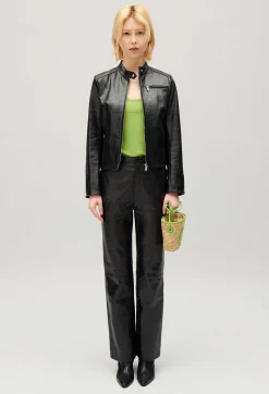 Claudie Pierlot Black Leather Trousers*Women Jeans And Trousers
