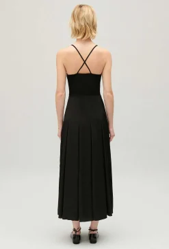 Claudie Pierlot Black Midi Dress With Crossover Back*Women Dresses