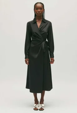 Claudie Pierlot Black Midi Wrap Dress*Women Dresses