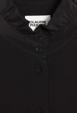 Claudie Pierlot Black Silk Shirt With Victorian Collar*Women Tops And Shirts