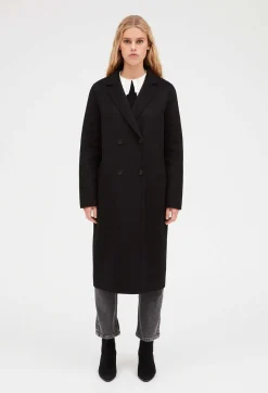 Claudie Pierlot Black Straight Mid-Length Coat*Women Jackets And Coats