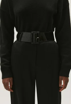 Claudie Pierlot Black Wide Patent Belt*Women Belts