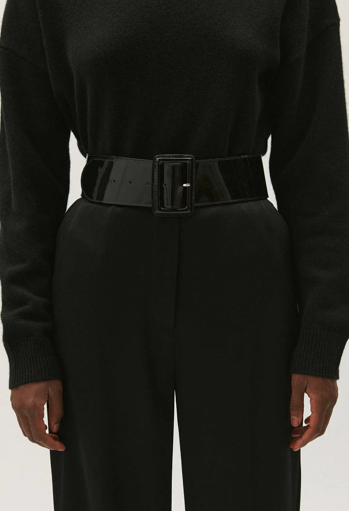Claudie Pierlot Black Wide Patent Belt*Women Belts