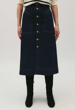 Claudie Pierlot Blue Denim Midi Skirt*Women Skirts And Shorts