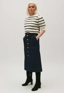 Claudie Pierlot Blue Denim Midi Skirt*Women Skirts And Shorts