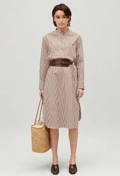 Claudie Pierlot Bronze Striped Mid-Length Dress*Women Dresses