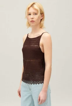 Claudie Pierlot Brown Crochet Top*Women Tops And Shirts