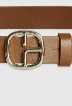 Claudie Pierlot Brown Leather Monogram Belt*Women Belts