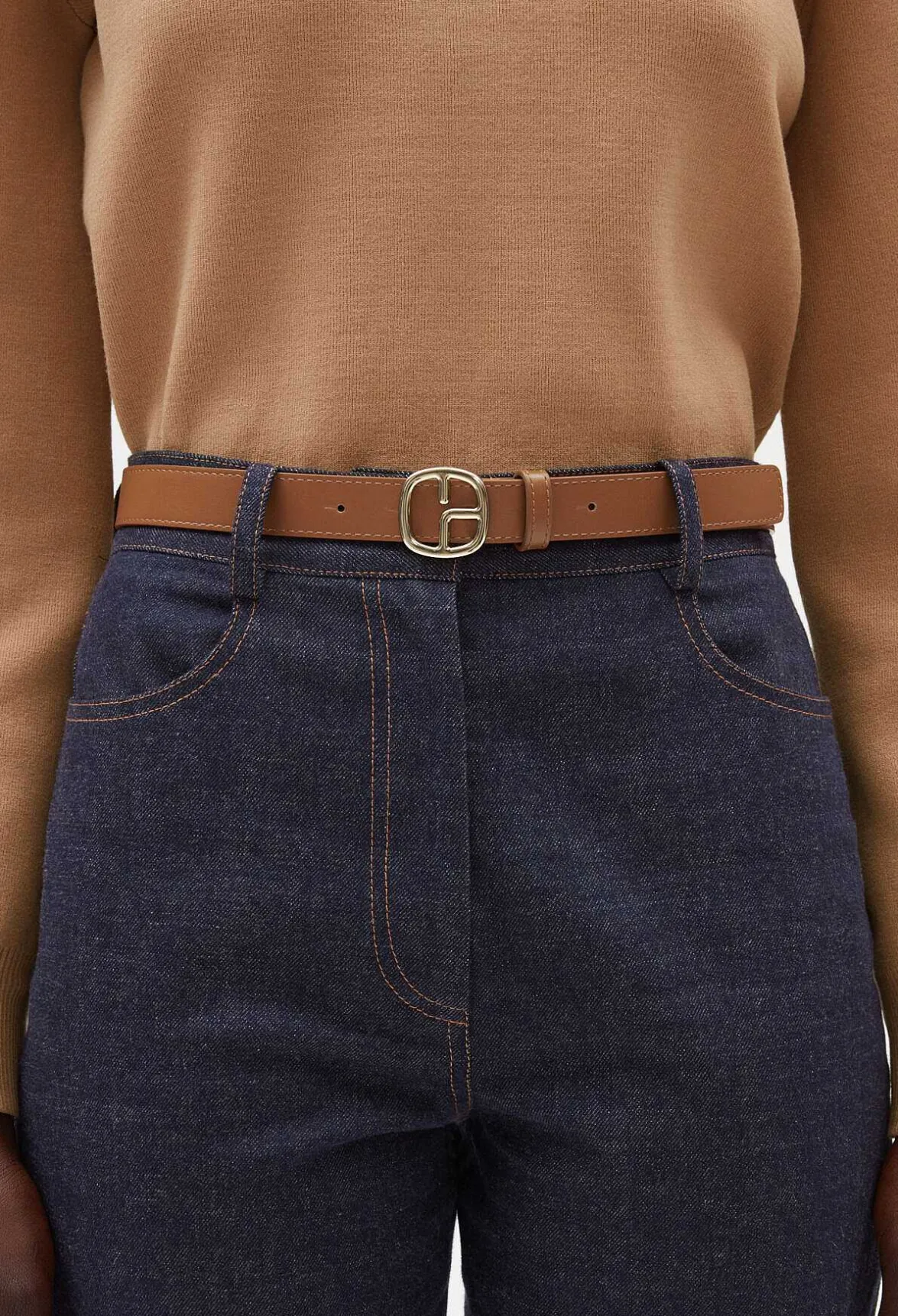 Claudie Pierlot Brown Leather Monogram Belt*Women Belts