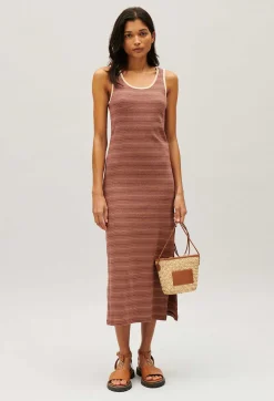 Claudie Pierlot Brown Stripy Knit Maxi Dress*Women Dresses