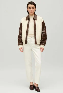 Claudie Pierlot Brown Two-Tone Bomber Jacket*Women Jackets And Coats
