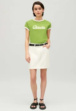 Claudie Pierlot Cream Denim Short Skirt*Women Skirts And Shorts
