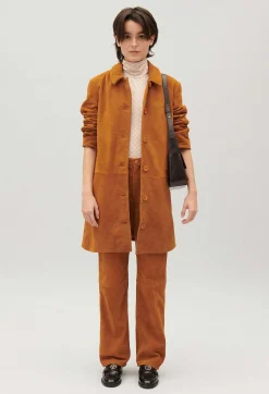 Claudie Pierlot Dark Beige Suede Leather Trousers*Women Jeans And Trousers