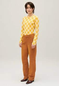 Claudie Pierlot Dark Beige Suede Leather Trousers*Women Jeans And Trousers