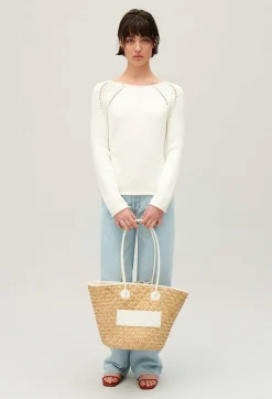 Claudie Pierlot Ecru Knitted Jumper With Embroidery*Women Sweaters And Cardigans