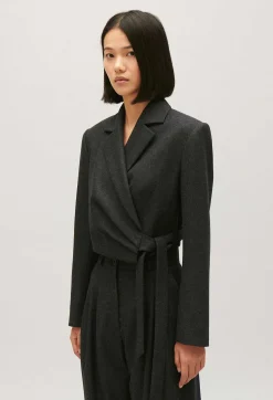 Claudie Pierlot Flecked Grey Cropped Suit Jacket*Women Blazers