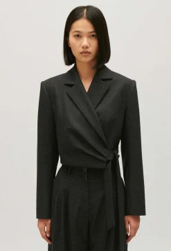 Claudie Pierlot Flecked Grey Cropped Suit Jacket*Women Blazers