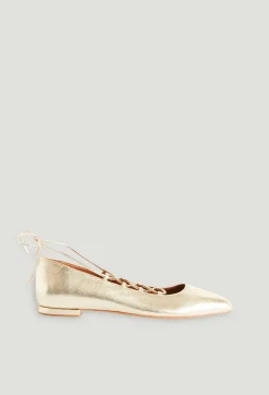 Claudie Pierlot Gold Leather Ballet Pumps*Women Sandals, Pumps And Mules
