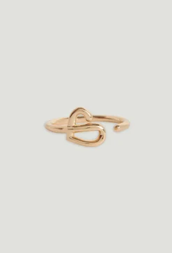Claudie Pierlot Golden Brass Cp Heart Band Ring*Women Jewellery And Scrunchies