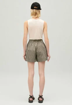 Claudie Pierlot Green Striped Shorts*Women Skirts And Shorts
