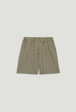 Claudie Pierlot Green Striped Shorts*Women Skirts And Shorts
