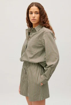Claudie Pierlot Green Striped Shorts*Women Skirts And Shorts
