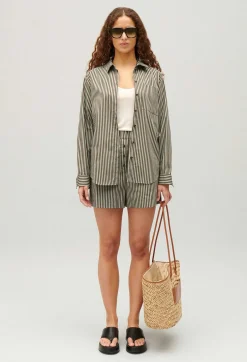 Claudie Pierlot Green Stripy Shirt*Women Tops And Shirts