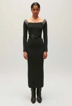 Claudie Pierlot Grey Marled Knit Maxi Dress*Women Dresses
