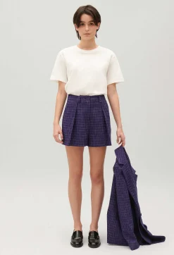 Claudie Pierlot Indigo Checked Shorts*Women Skirts And Shorts