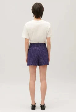 Claudie Pierlot Indigo Checked Shorts*Women Skirts And Shorts