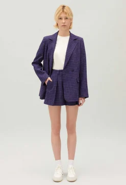 Claudie Pierlot Indigo Checked Shorts*Women Skirts And Shorts