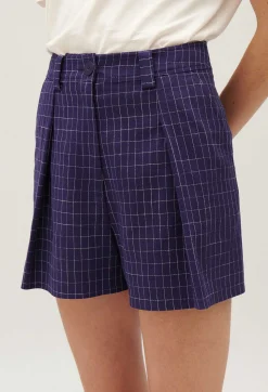 Claudie Pierlot Indigo Checked Shorts*Women Skirts And Shorts