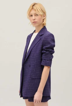 Claudie Pierlot Indigo Checked Suit Jacket*Women Blazers