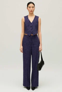 Claudie Pierlot Indigo Checked Suit Trousers*Women Jeans And Trousers