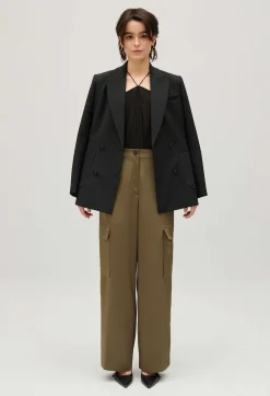 Claudie Pierlot Khaki Satin-Effect Floaty Cargo Trousers*Women Jeans And Trousers